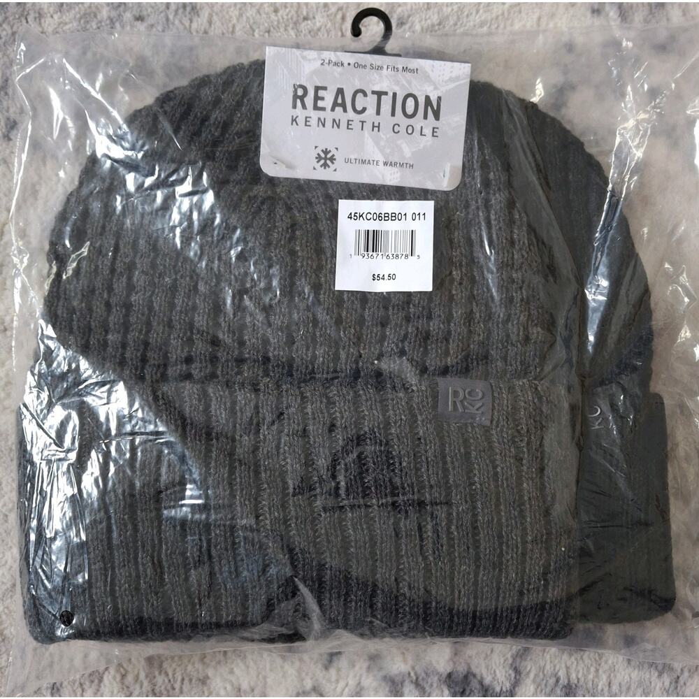 Kenneth Cole Reaction Men's Waffle Beanie Hat Black/Gray $54.50 MSRP